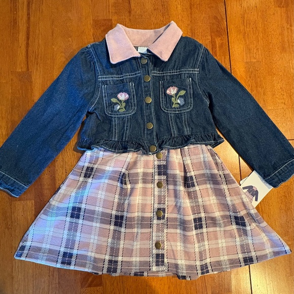 Little Lass Other - Toddler Girls Denim Jacket Dress Set Casual 4T NEW